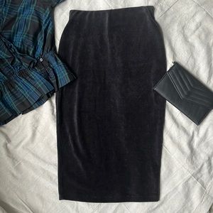 Velvet midi pencil skirt